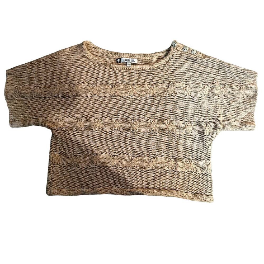 Jennifer Lopez Mauve Short Sleeve Cropped Sweater Womens Size M